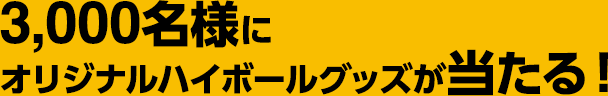 3,000名様にオリジナルハイボールグッズが当たる！